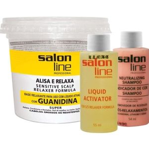 Kit Relaxante Guanidina Super 3 Itens Cabelos Grossos Ou Resistentes - Salon Line