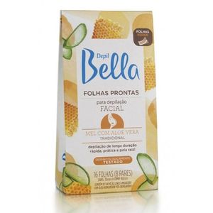 Folhas Para Depilacao Facial 16 Folhas Mel e Aloe Vera - Depil Bella