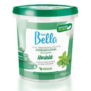 Cera Depilatória Hidrossoluvel Natural 600g Hortelã Vegan - Depil Bella