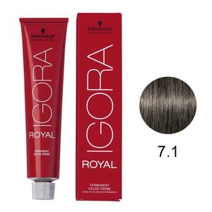 Tinta 60ml 7.1 Louro Medio Cinza - Igora Royal