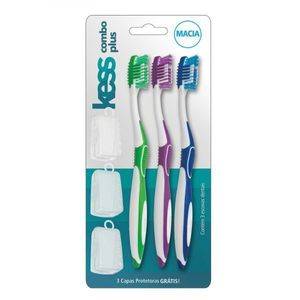 Escova Dental Combo Plus Macia 3 Unidades Ref. 2083 Cores Sortidas - Kess