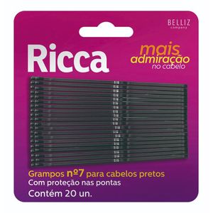 Grampo Para Cabelo N07 Preto Ref. 342 20 Unidades - Ricca