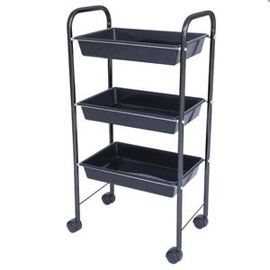 Carrinho Auxiliar 03 Bandejas Pintado Preto Ca-30 - Metaltec