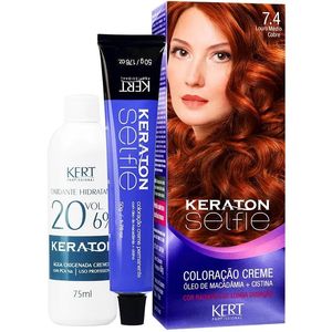 Tinta Keraton Selfie 50g 7.4 Louro Medio Cobre - Kert