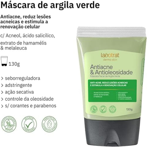 Mascara-Facial-de-Argila-Verde-130g-Antiacne-e-Antioleosidade---Labotrat-791369