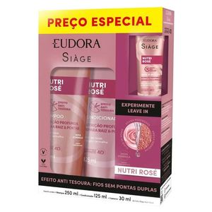 Kit Shampoo 250ml + Condicionador 125ml Nutri Rose - Eudora Siage