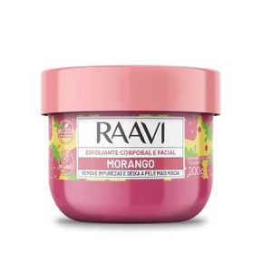 Creme Esfoliante Corporal e Facial 200g Morango - Raavi
