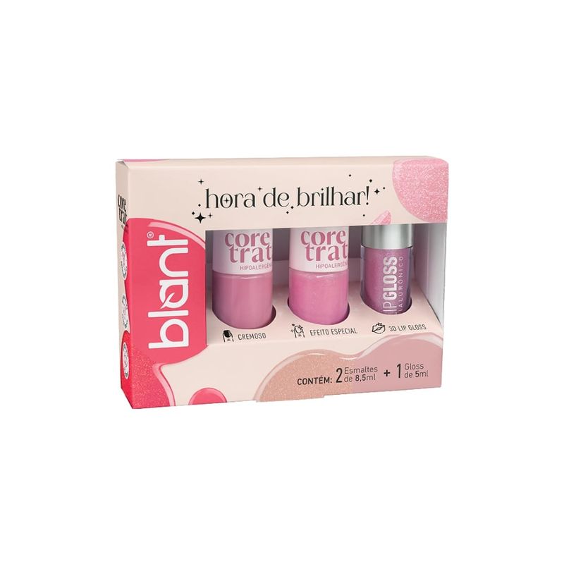Kit-Hora-de-Brilhar-2-Esmaltes-85ml---Gloss-5ml-Rosa-Borbulhante---Blant-383333