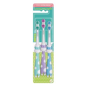 Kit Com 3 Escovas Dentais Infantis Basic Pets Ref. 2566 - Kess