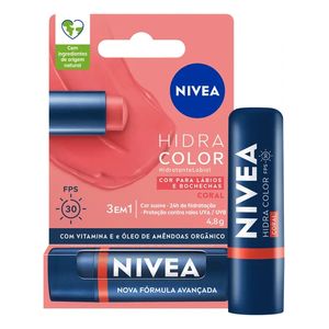 Hidratante Labial 4,8g FPS 30 Hidra Color Coral - Nivea