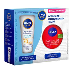 Kit Protetor Solar Facial Antissinais FPS 70 40ml + Creme Antissinais - Nivea