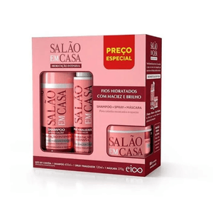 Kit Shampoo 450ml + Masc 270g + Spray 120ml Salao Em Casa Hidr. Int - Eico