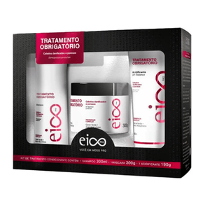Kit Shampoo 300ml + Masc 300g + Acid 200ml Trat Obrig - Eico Profissional