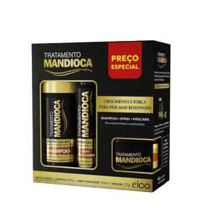 Kit Shampoo 450ml + Masc 270g + Spray 120ml Mandioca - Eico
