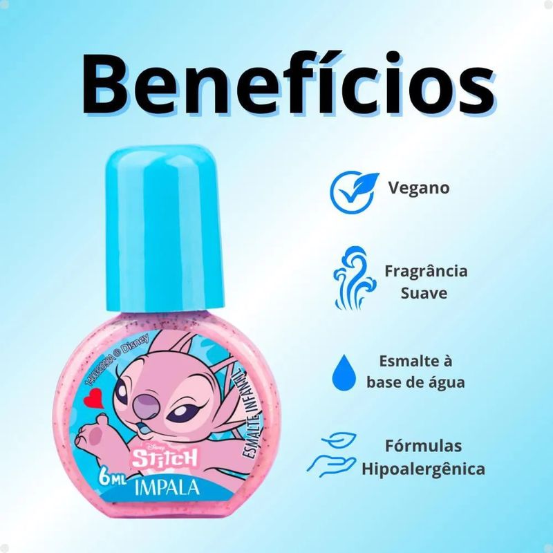 Esmalte Infantil Stitch Glitter 6ml Brilho Angelical - Impala