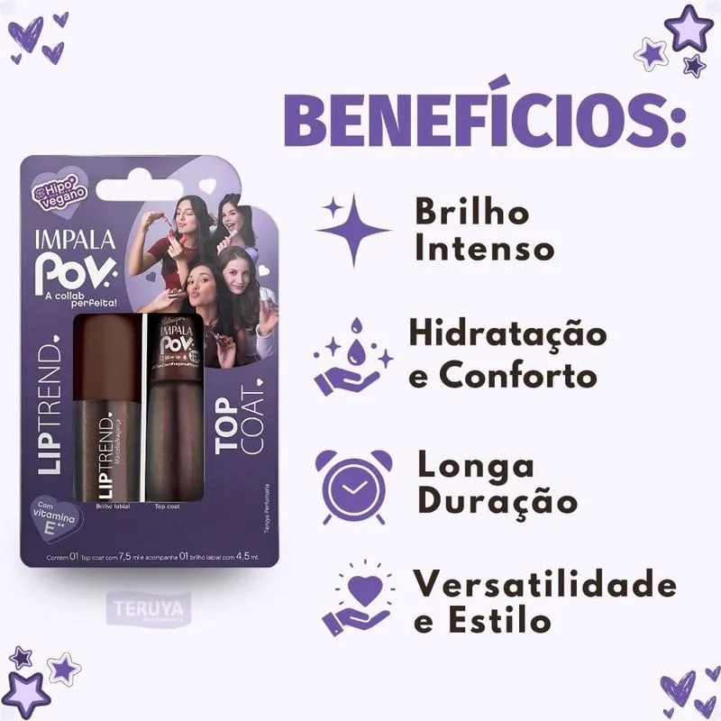 Kit Pov 1 Gloss Labial 4,5ml + 1 Case Marcella - Impala