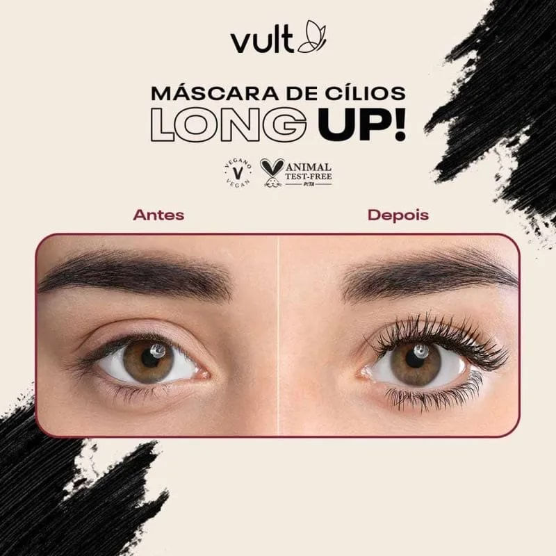 Mascara De Cilios 10g Long Up - Alonga Levanta e Curva os Cilios - Vult